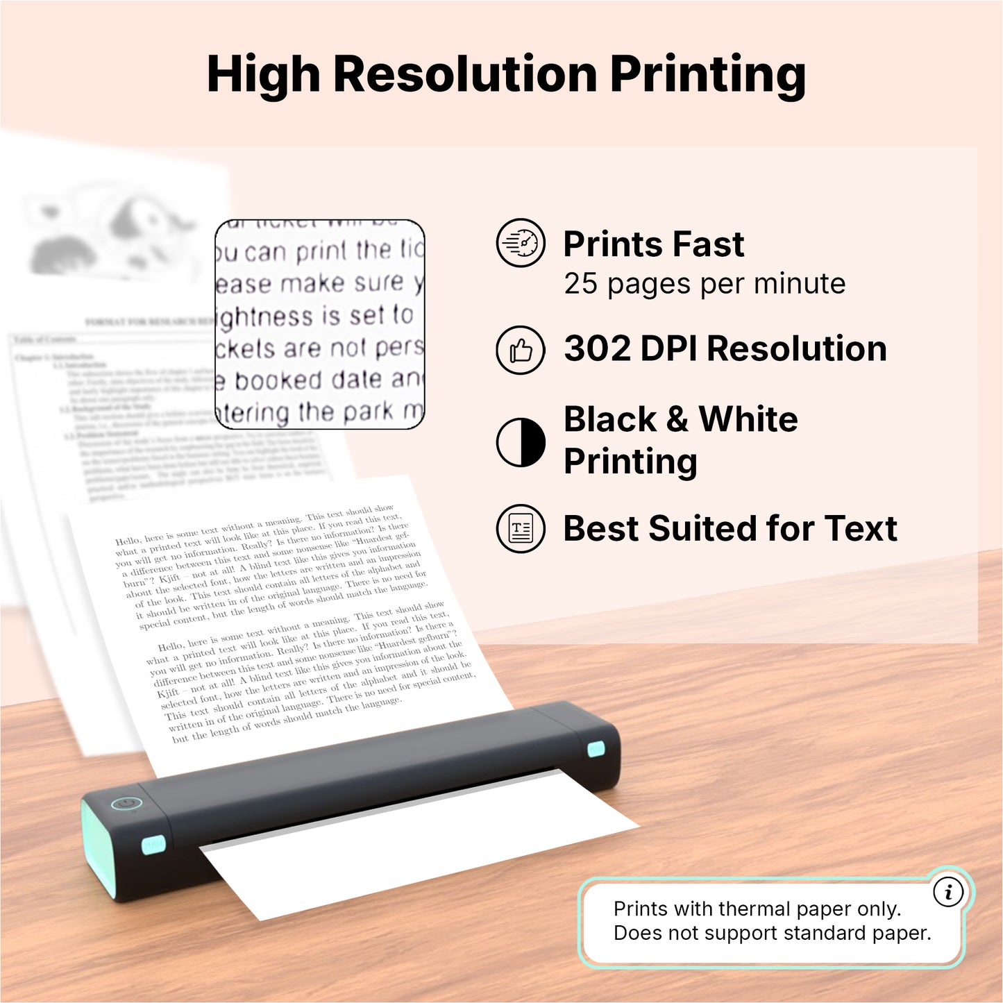 Portable A4 Thermal Printer - Wireless, Ink-Free, with 110 Sheets & Carrying Bag