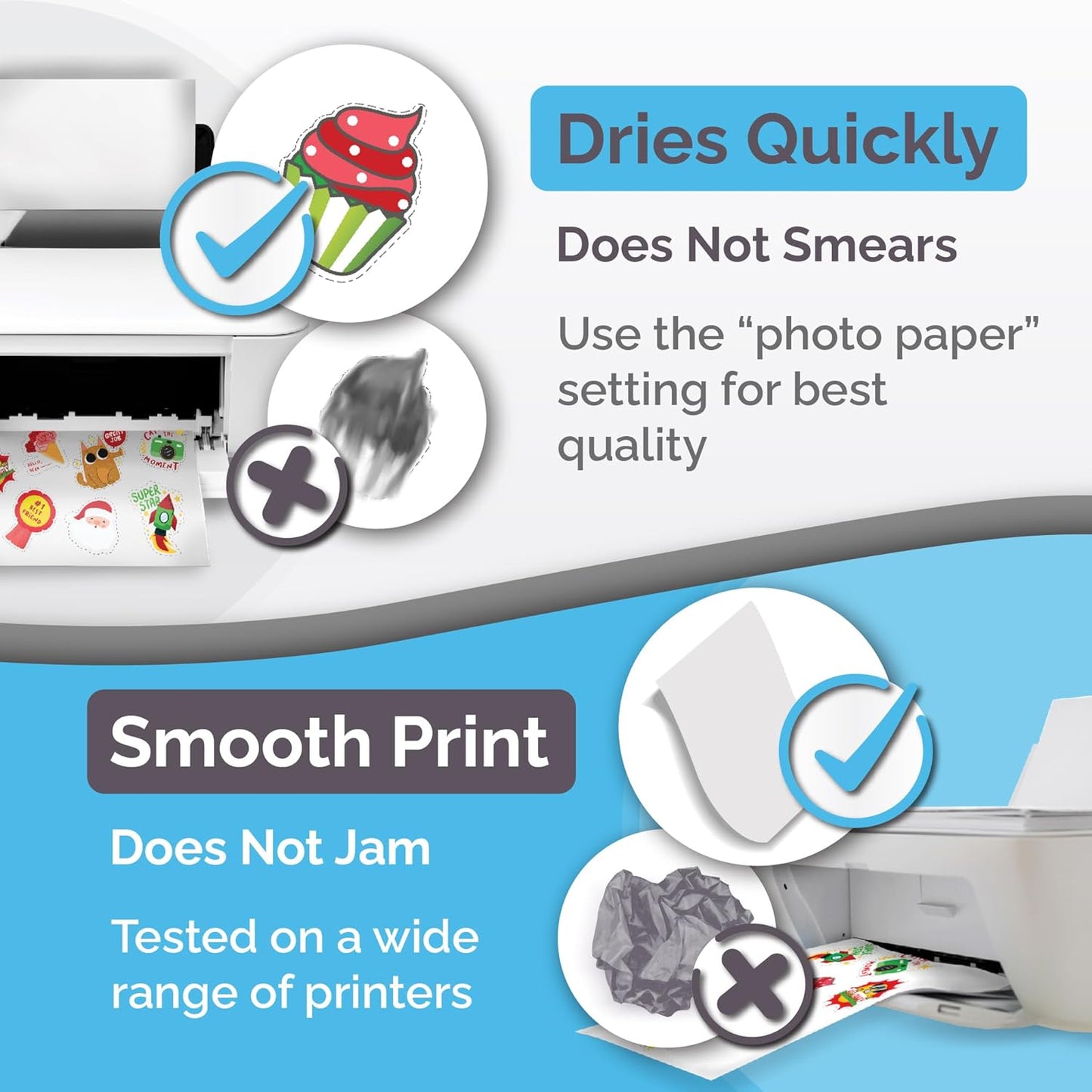 Premium Printable Vinyl Sticker Paper for Inkjet Printer - Glossy - US Letter Size