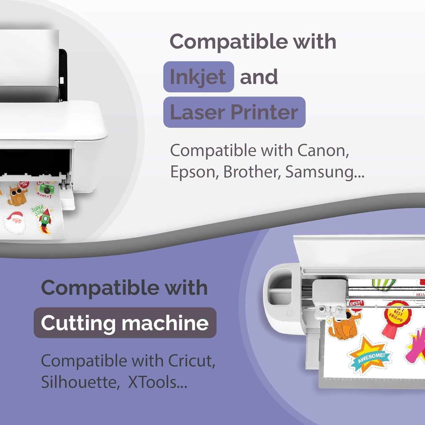 Premium Printable Vinyl Sticker Paper for Inkjet Printer - Translucent - US Letter Size