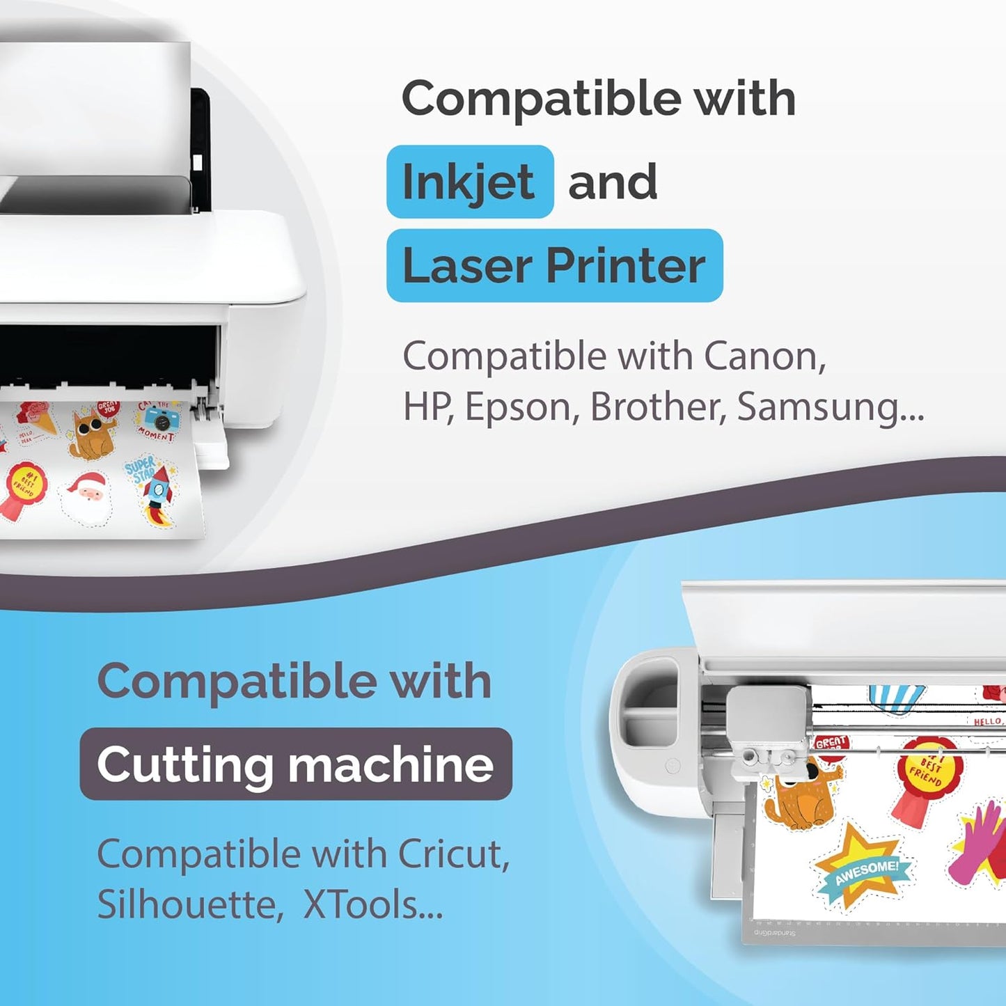 Premium Printable Vinyl Sticker Paper for Inkjet Printer - Glossy - US Letter Size