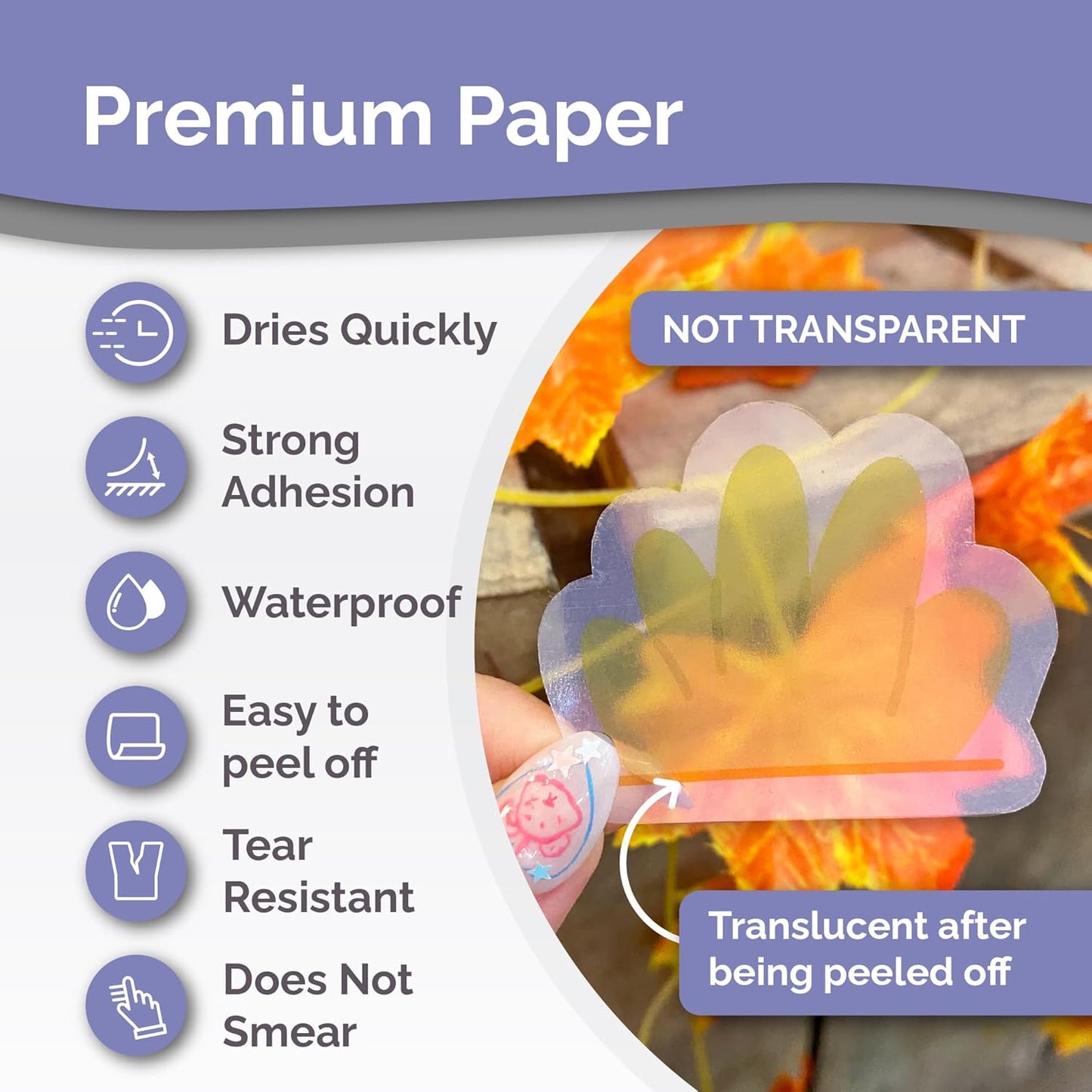 Premium Printable Vinyl Sticker Paper for Inkjet Printer - Translucent - US Letter Size