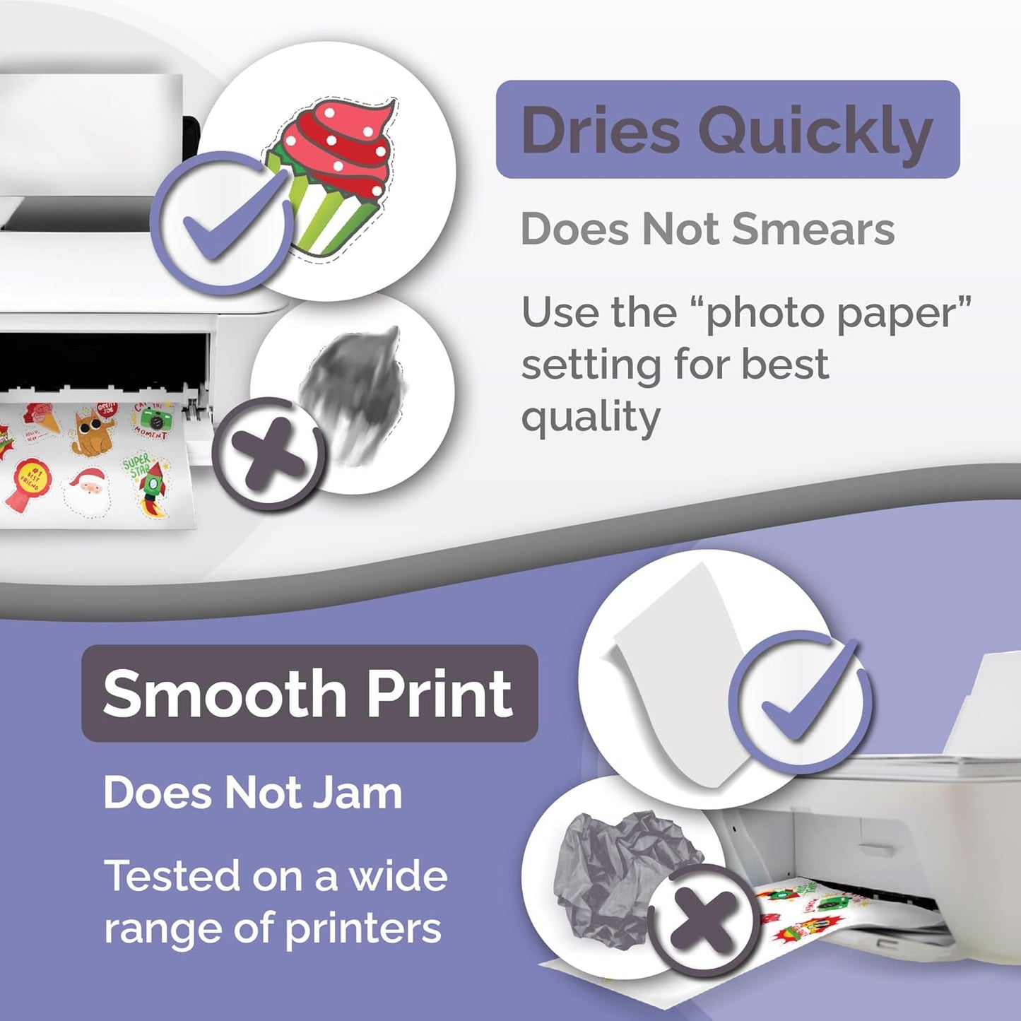 Premium Printable Vinyl Sticker Paper for Inkjet Printer - Translucent - US Letter Size