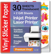Vinyl sticker paper - Translucent 30 Sheets