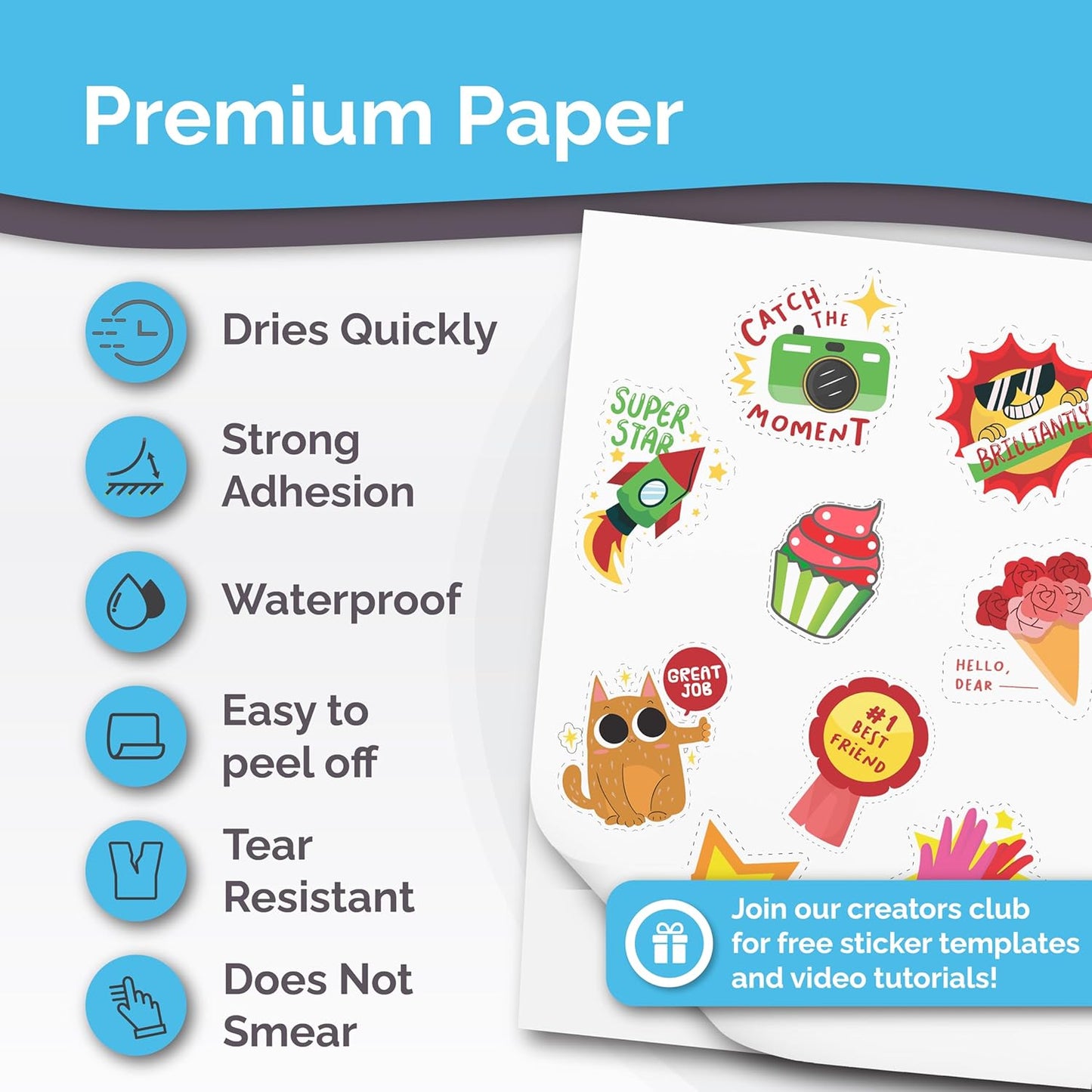 Premium Printable Vinyl Sticker Paper for Inkjet Printer - Glossy - US Letter Size