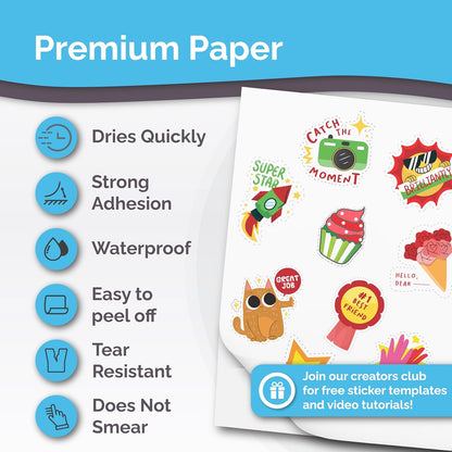 Premium Printable Vinyl Sticker Paper for Inkjet Printer - Glossy - US Letter Size