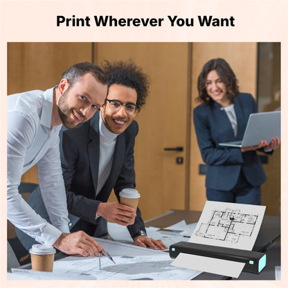 Portable A4 Thermal Printer - Wireless, Ink-Free, with 110 Sheets & Carrying Bag